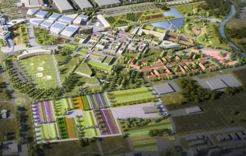 Vue aérienne d'un quartier écologique